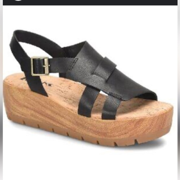 KORKS STRAPPY WOODEN PLATFORM LEATHER CHUNKY SANDALS SIZE 9 - Picture 1 of 8